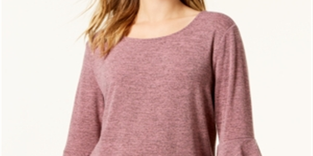 Style & Co Women's Petite Double Bell Sleeve Top Pink Size Petite Small