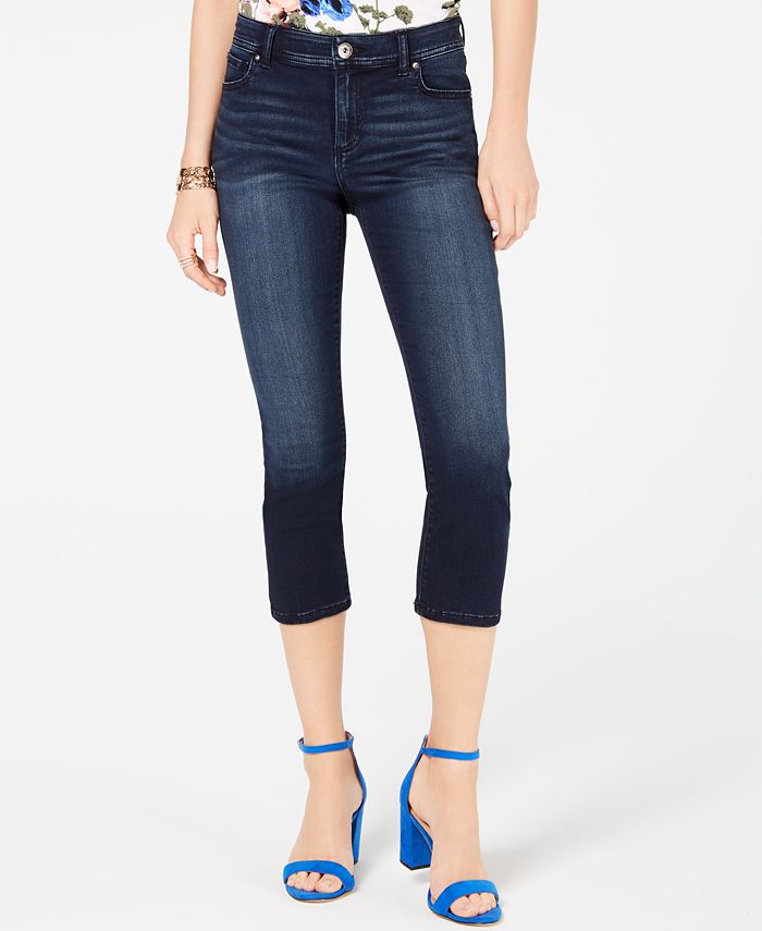 INC Women's Finity Stretch Cropped Jeans in Curvy  Blue Size 6