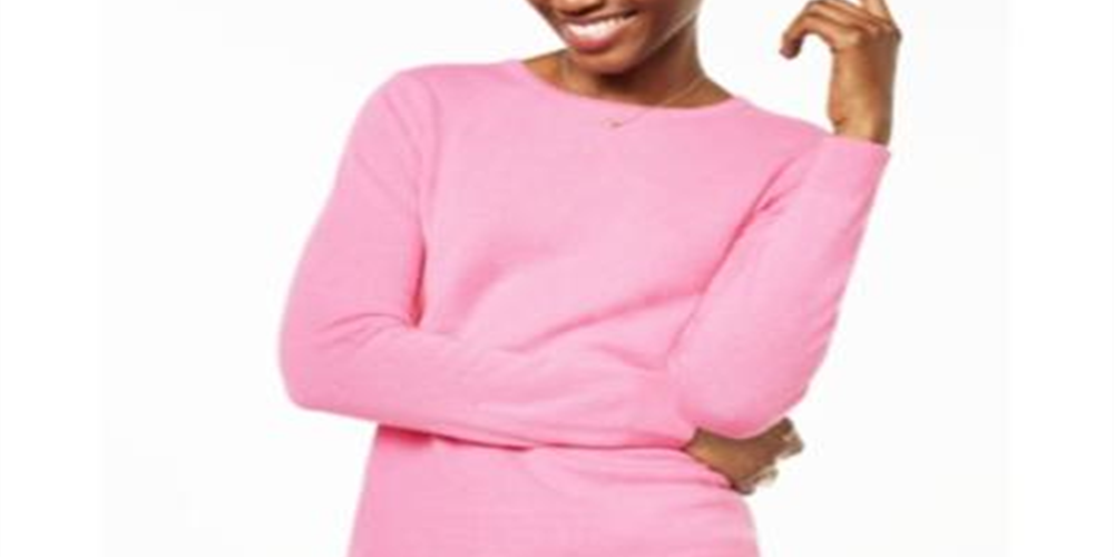 Charter Club Women's Crew-Neck Cashmere Sweater Gift Pink Size Small