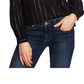 CeCe Women's  Striped Tie-Neck Top  Rich Black  Size Large