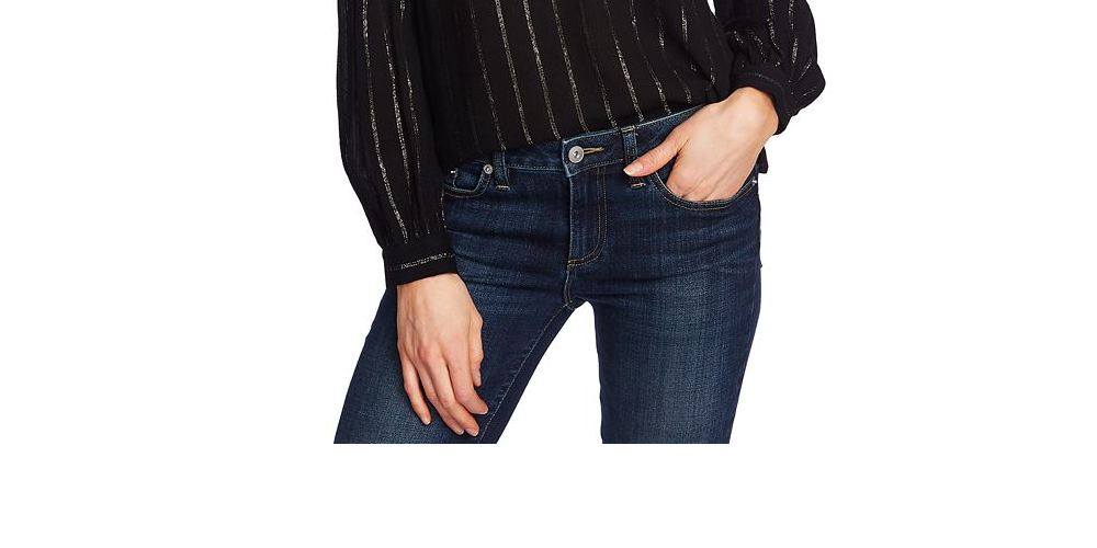CeCe Women's  Striped Tie-Neck Top  Rich Black  Size Large