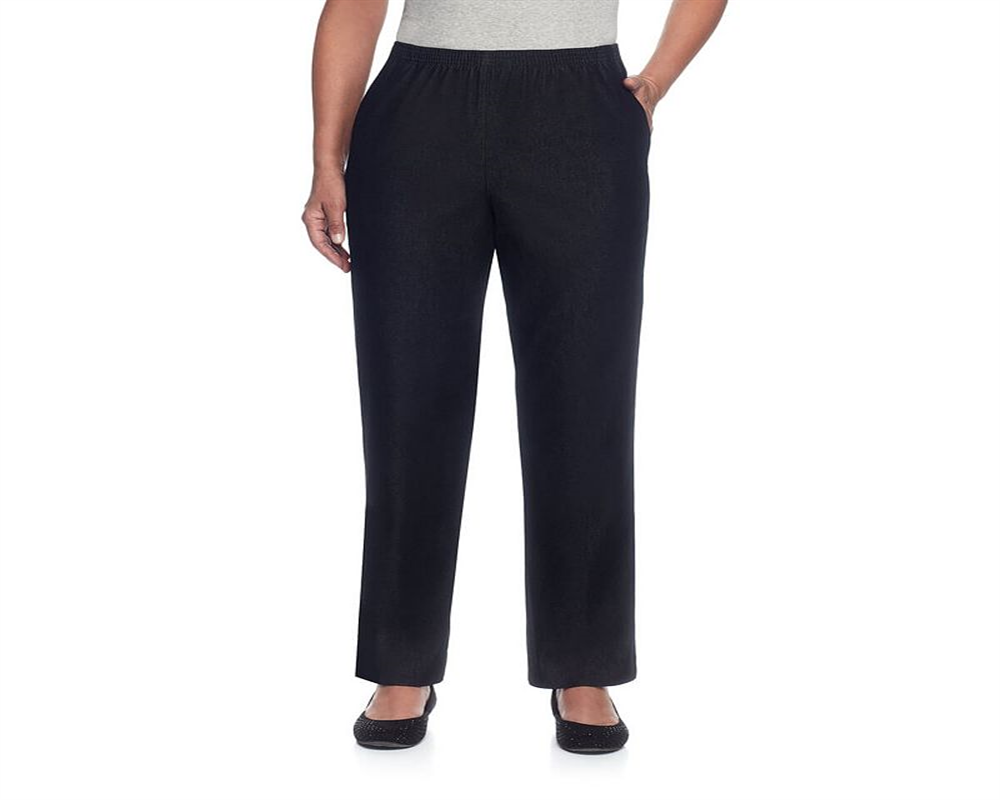 Alfred Dunner Women's  Classics Denim Pull-on Straight-Leg Pants Black Size 18 S