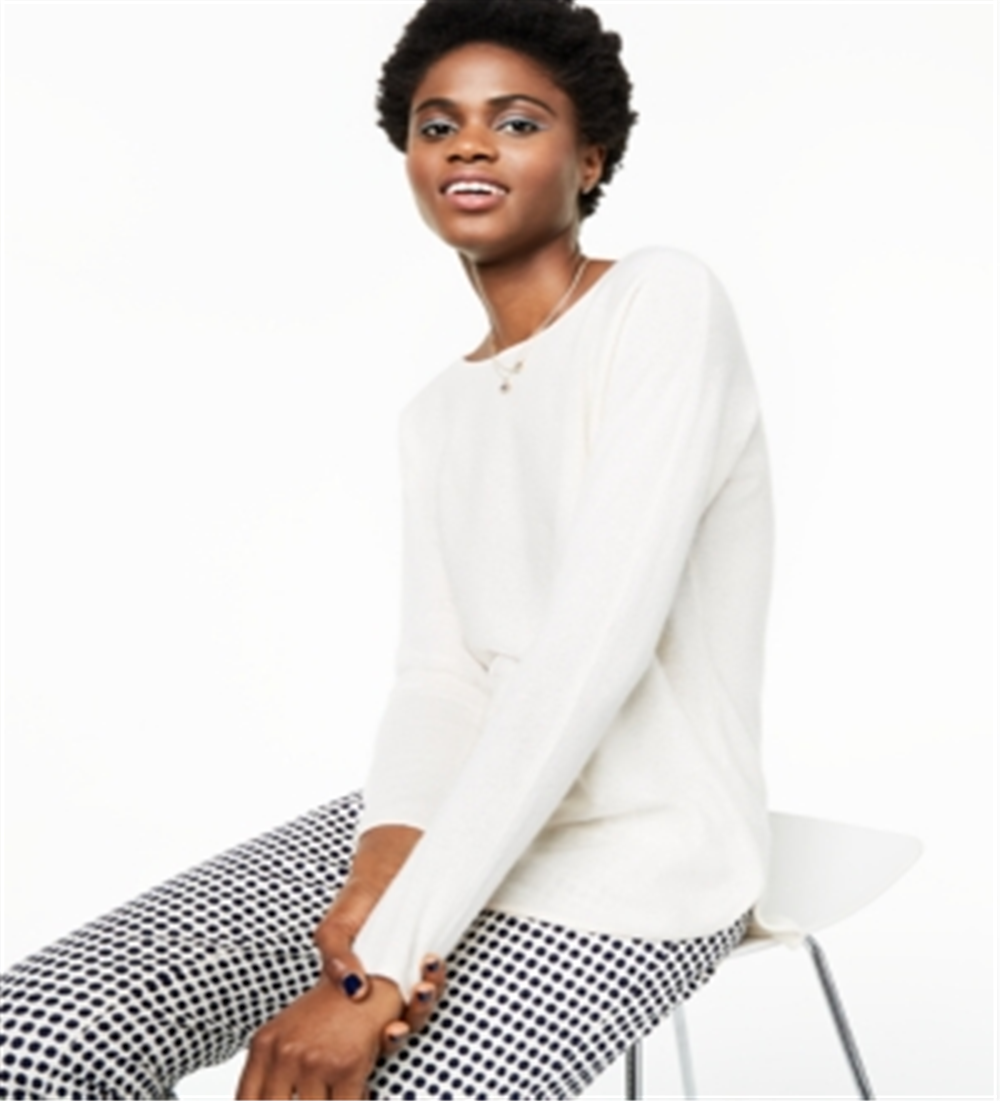 Charter Club Women's  Pure Cashmere Long-Sleeve Shirttail Sweater White Size M