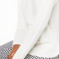 Charter Club Women's  Pure Cashmere Long-Sleeve Shirttail Sweater White Size M