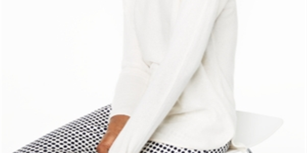 Charter Club Women's  Pure Cashmere Long-Sleeve Shirttail Sweater White Size M