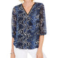 JM Collection Women's Snake Embossed Bubble Top Blue Size Petite S
