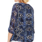 JM Collection Women's Snake Embossed Bubble Top Blue Size Petite S