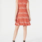 Style & Co Women's Printed Sleeveless Dress Orange Size Small