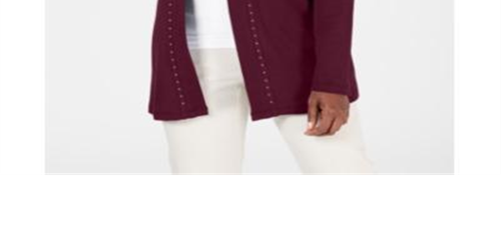 Karen Scott Women's Cotton Studded Open Front Cardigan Red Size Medium