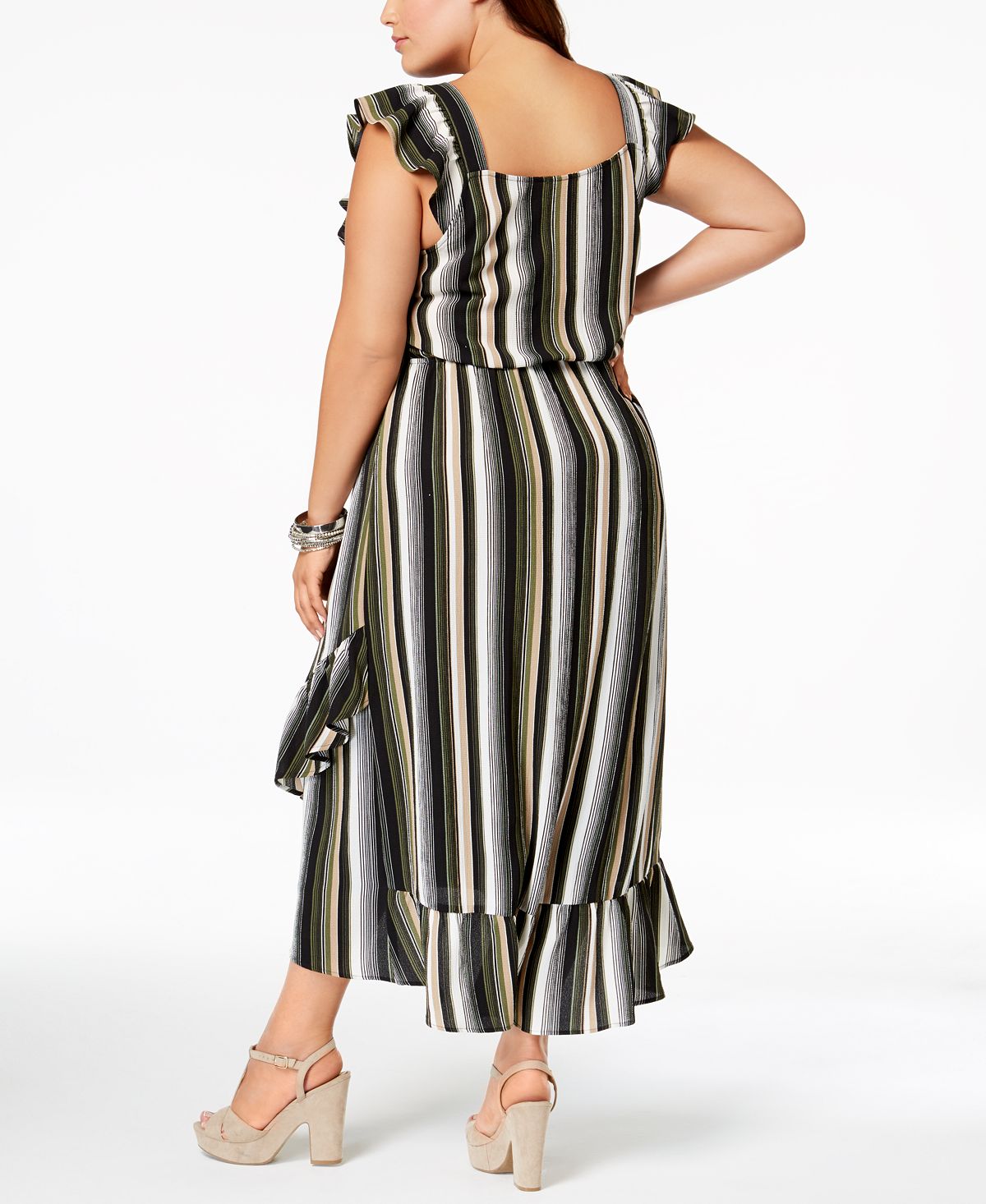 Monteau Trendy Plus Size Ruffled High-Low Dress Black Size 3X