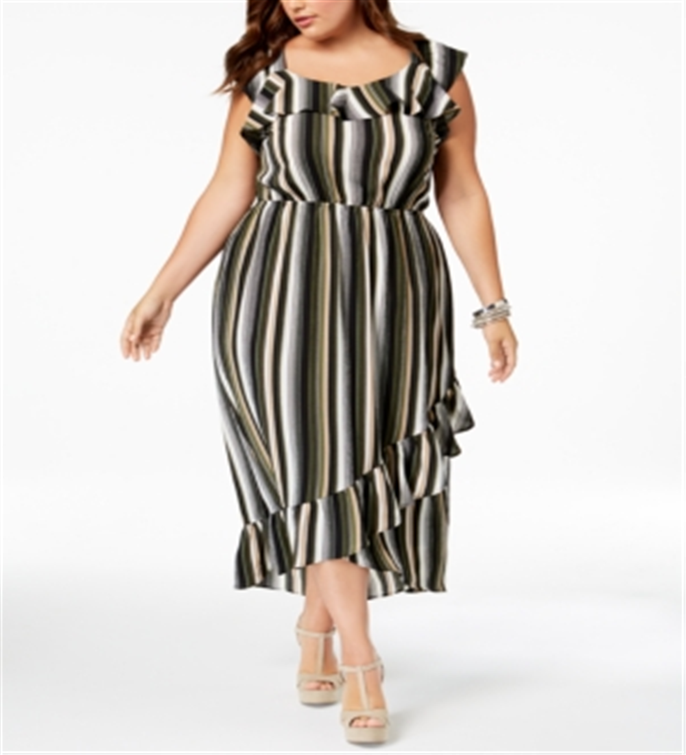 Monteau Trendy Plus Size Ruffled High-Low Dress Black Size 3X