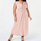 Love Squared Women's Sleeveless V Neck Maxi Fit Flare Formal Dress Pink Size 1X