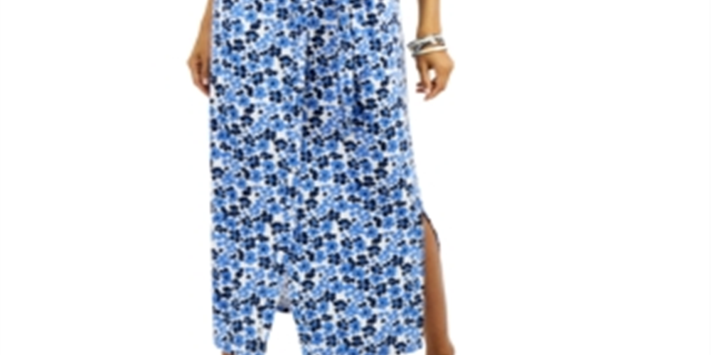 Charter Club Tie-Waist Maxi Dress Blue Size XS