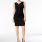 Calvin Klein Women's Split Neck Sheath Dress Black Size 4 Petite