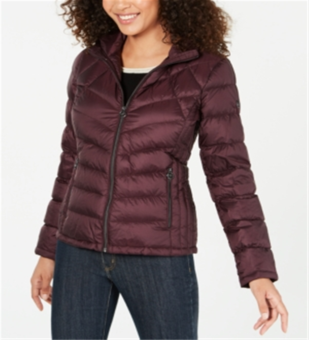 Michael Kors Women's Packable Hooded Down Puffer Coat Purple Size S