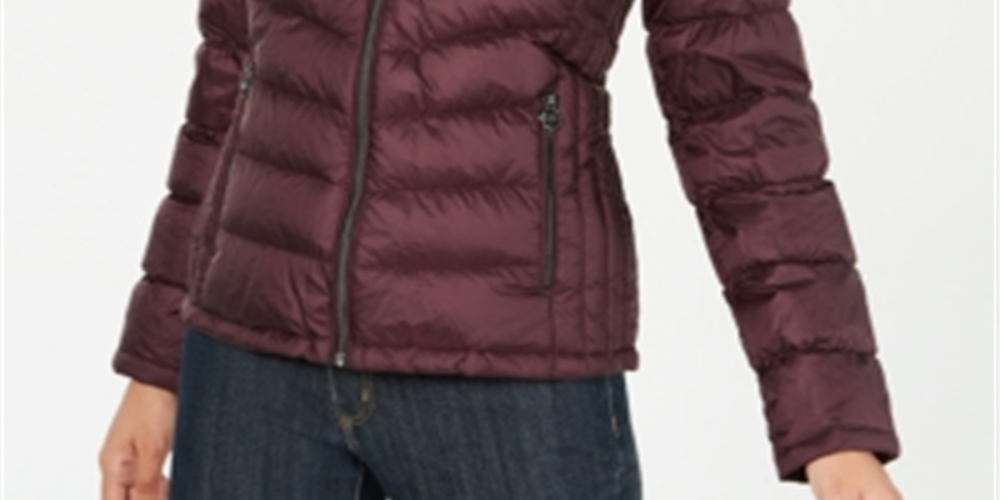 Michael Kors Women's Packable Hooded Down Puffer Coat Purple Size S