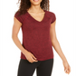 Ideology Women's Essential Heathered V Neck Pullover Top Red Size X-Small