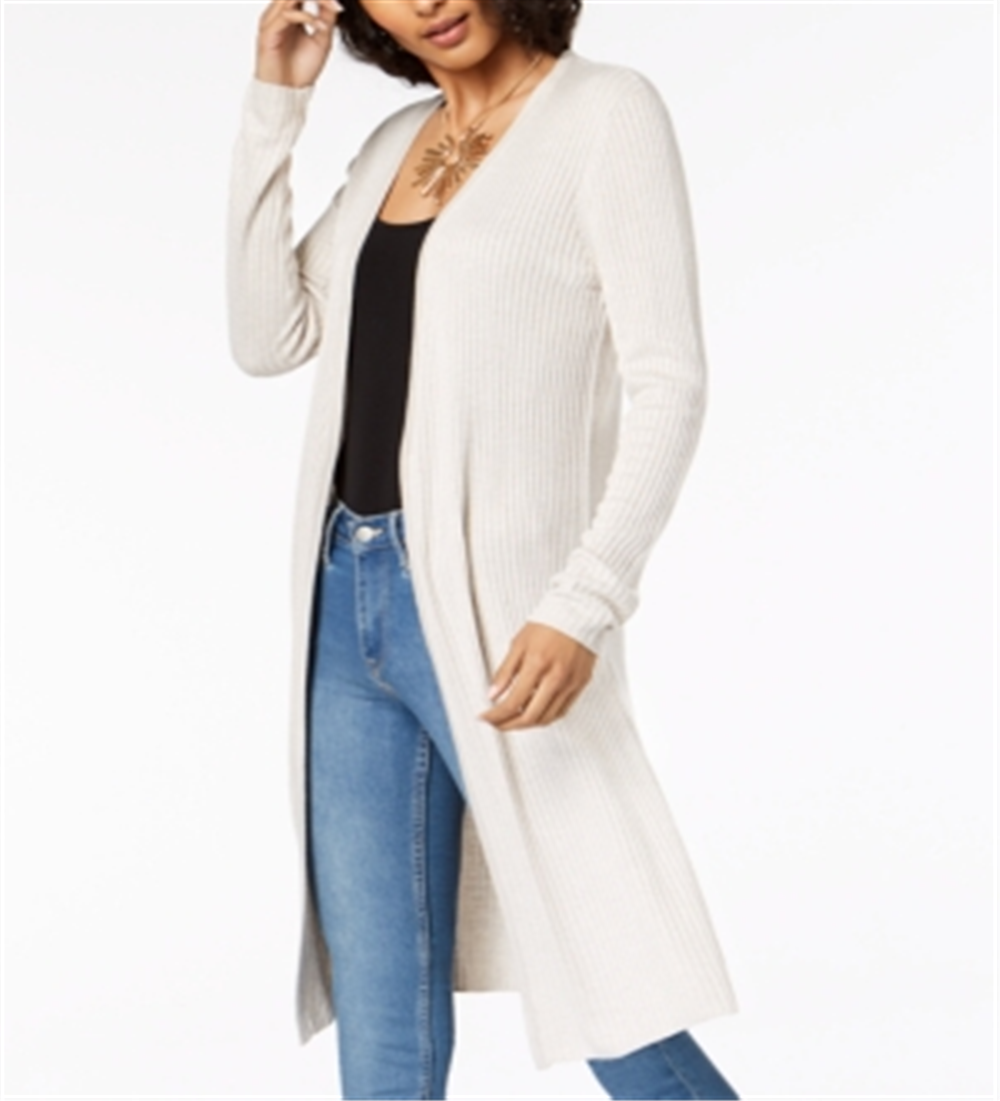 INC International Concepts Women's Ribbed Open Front Duster Cardigan Gray Size Petite XL