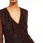 INC International Concepts Women's Ruffled Surplice Printed Top Black Size Small
