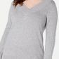 Karen Scott Women's V-Neck Solid Sweater  Smoke Grey Size XL