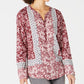 Style & Co Petite Mixed-Print Shirt  Red Size PL