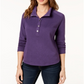 Karen Scott Women's Stand Collar Snap Front Top Purple Size Petite XL