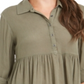 Style & Co Women's Roll Sleeve Oversized Shirt Green Size S