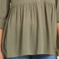 Style & Co Women's Roll Sleeve Oversized Shirt Green Size S