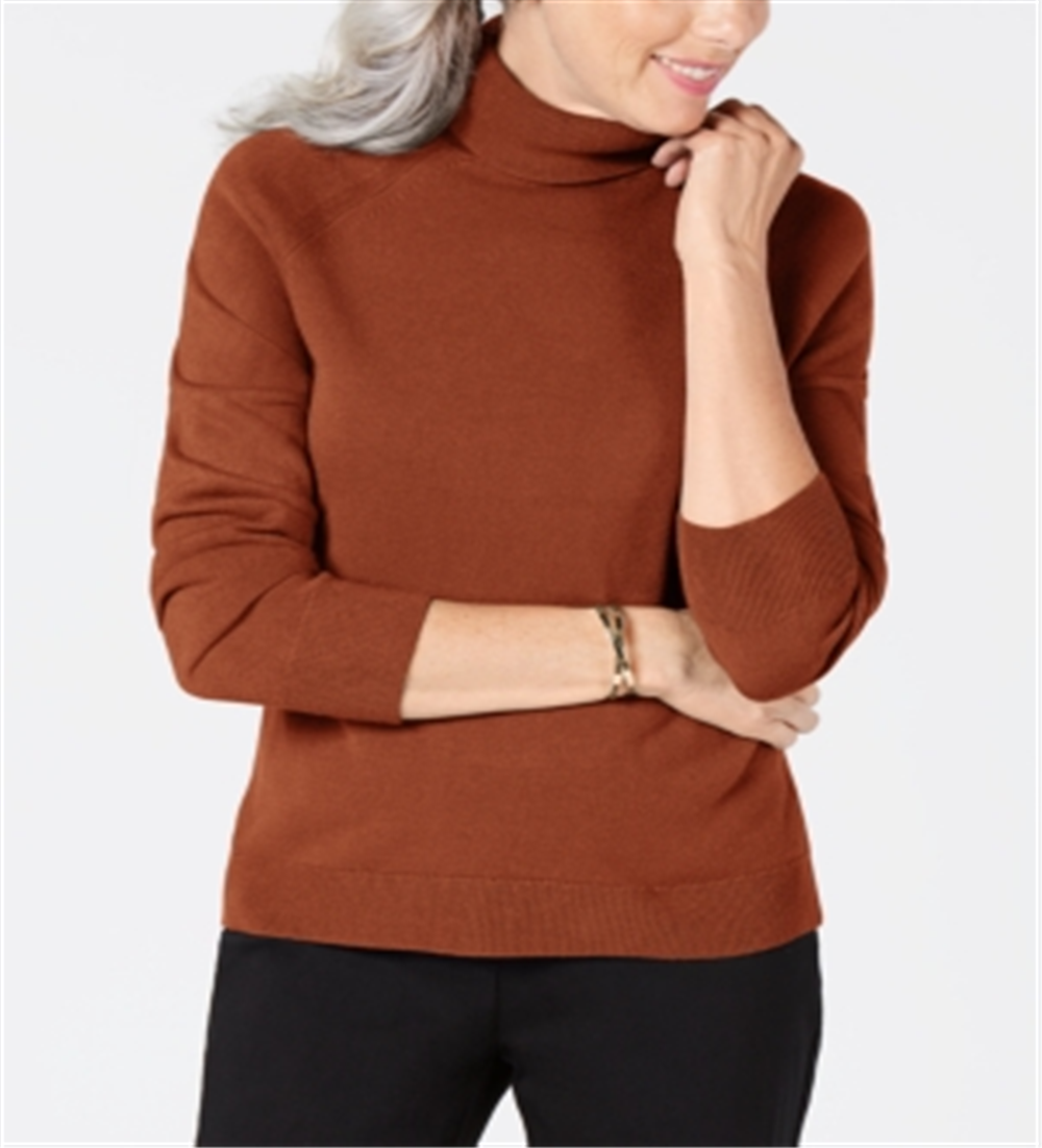 Karen Scott Women's Long Sleeve Blouse Orange Size Petite Small