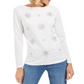 Karen Scott Women's Embellished Snowflake Top  Winter White  Size M
