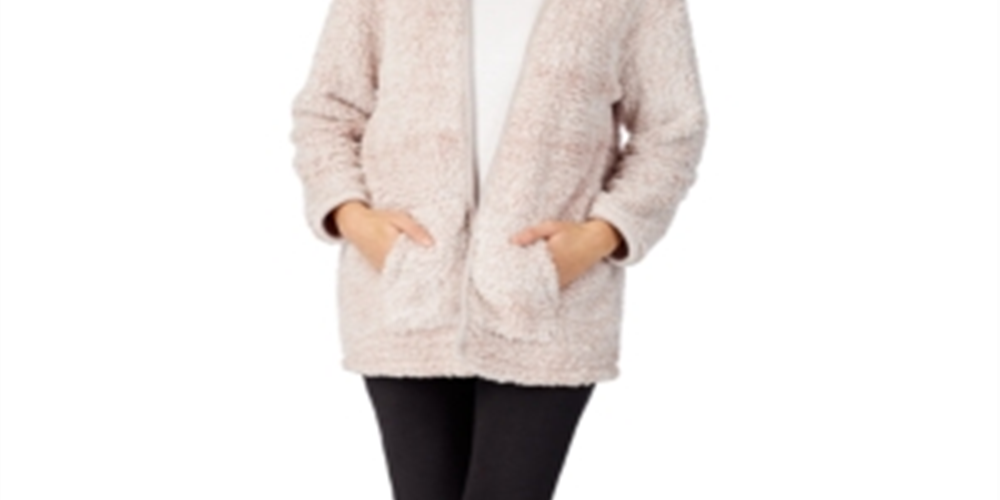 Cuddl Duds Women's Open Front Faux Fur Cardigan Pink Size S/M