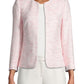 Anne Klein Women's Tweed Open Front Collarless Blazer Pink Size 4