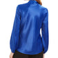 Kasper Women's Tie Neck Blouse Blue Size Petite X-Large