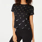 Metallic Short Sleeve Tee Black Size Small