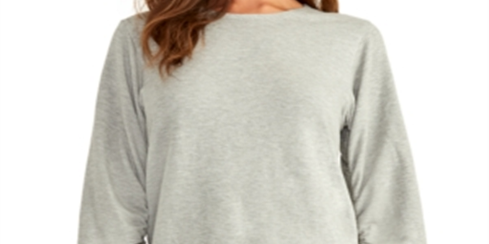 Rachel Roy Women's Ruched Long Sleeve Jewel Neck Sweater Gray Size XX-Large
