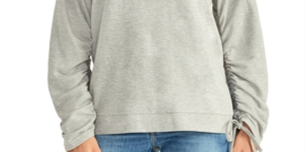 Rachel Roy Women's Ruched Long Sleeve Jewel Neck Sweater Gray Size XX-Large
