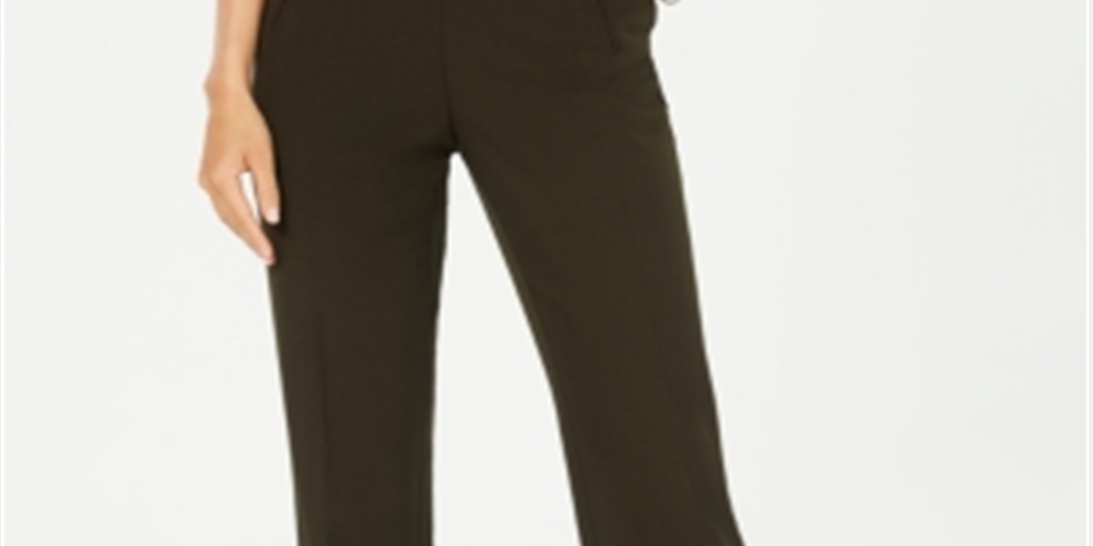 Style & Co Women's Tummy Control Pull on Straight leg Pants Green Size 12