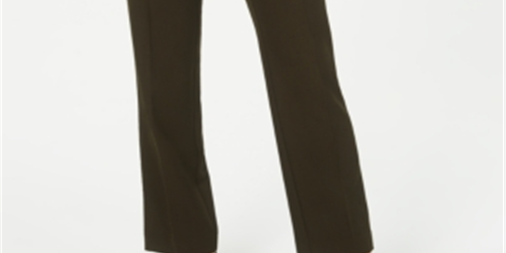 Style & Co Women's Tummy Control Pull on Straight leg Pants Green Size 12