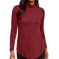JM Collection Womens Solid Long Sleeve Turtleneck Top Red Size Large