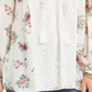 Style & Co Women's Floral Lace up Top White Size Large