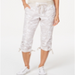 Calvin Klein Women's Performance Printed Tie Hem Capri Pants White Size XX-Large