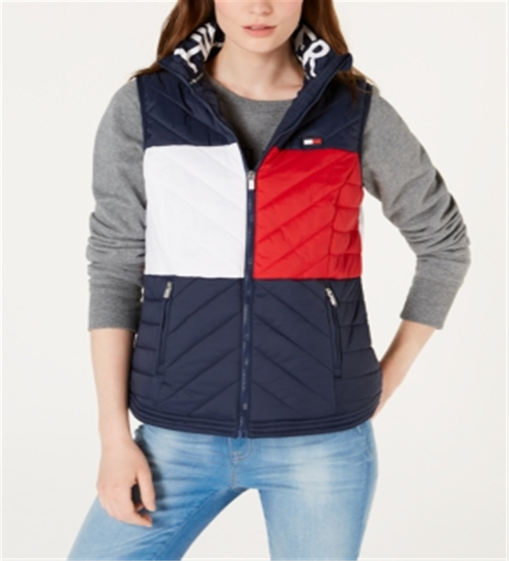 Tommy Hilfiger Women's Sport Quilted Vest Blue Size Large