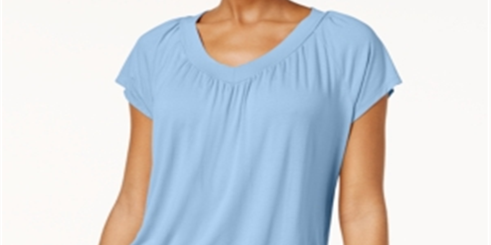 JM Collection Women's Blouson T-Shirt Blue Size Medium