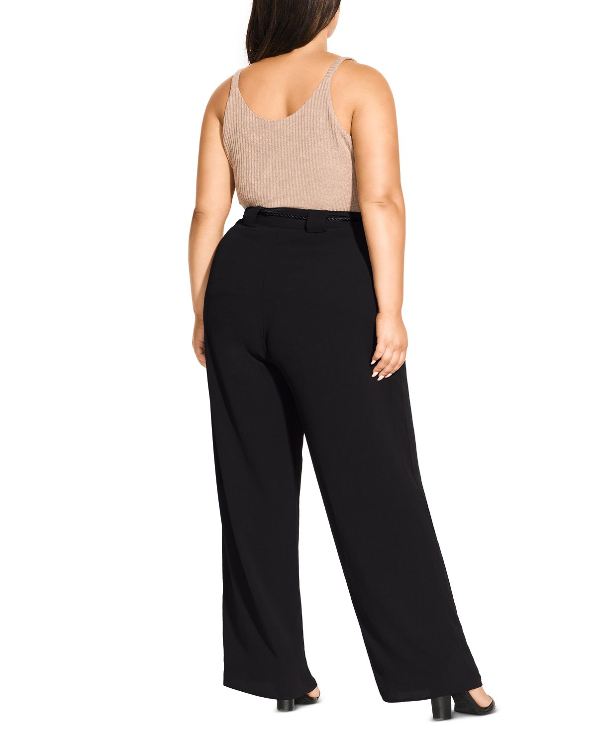 City Chic Women's Trendy Belted Palazzo Pants Black Size 18W