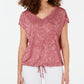 Ideology Women's Printed Drawstring Athletic Top Pink Size XX-Large