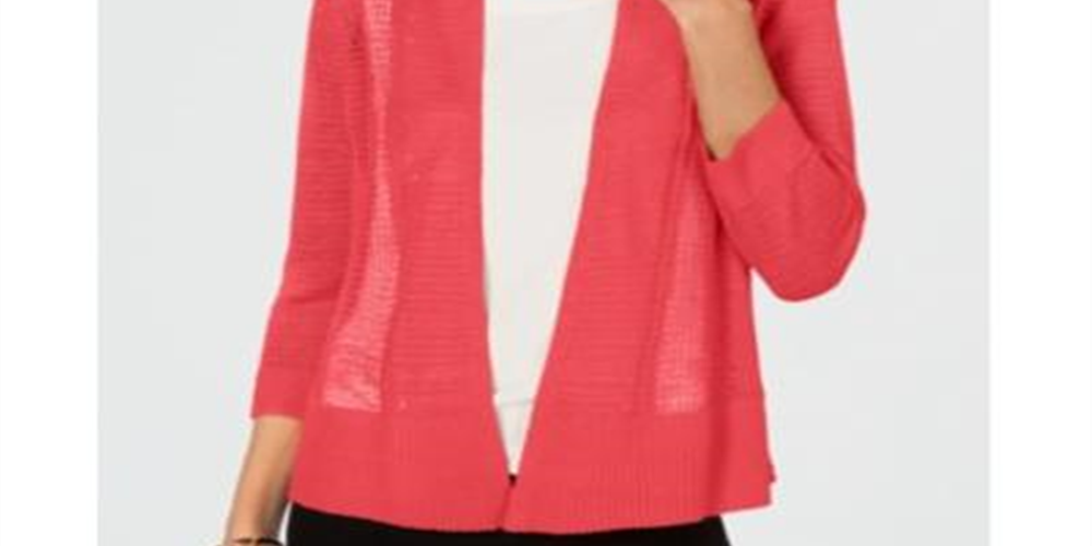 Alfani Women's Sheer Open Front Cardigan Sweater Black Size Large