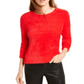 Bar III Women's Eyelash Finish Sweater Red Size XXS