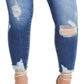 Women's Guess 1981 Destroyed Hem Ankle Skinny Jeans Blue Size 31