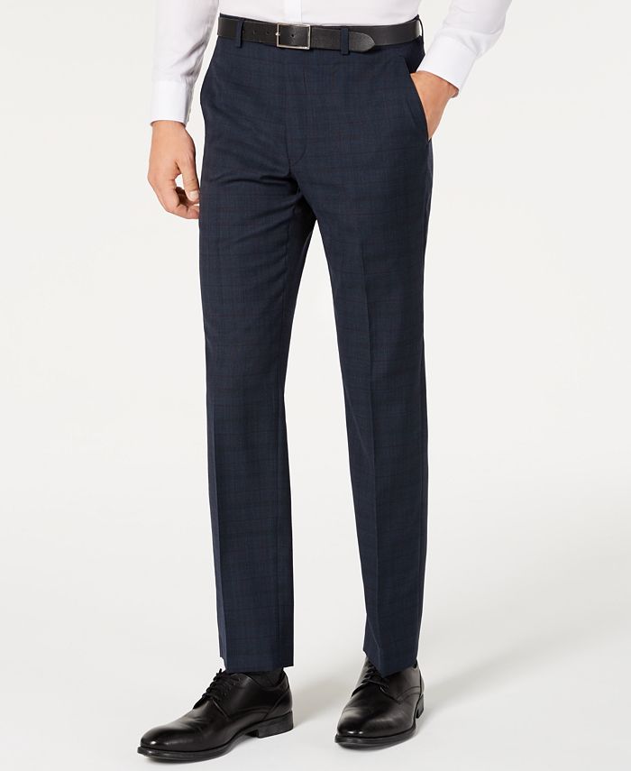 Michael Kors Men's Classic Fit Airsoft Stretch Teal Plaid Suit Separate Pants Blue Size 36X30