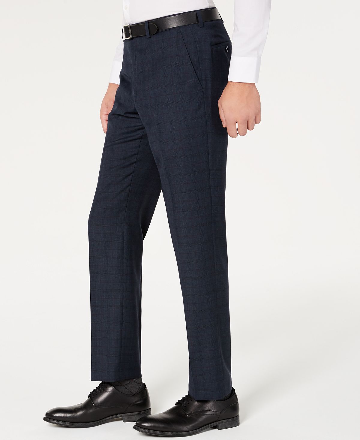 Michael Kors Men's Classic Fit Airsoft Stretch Teal Plaid Suit Separate Pants Blue Size 36X30
